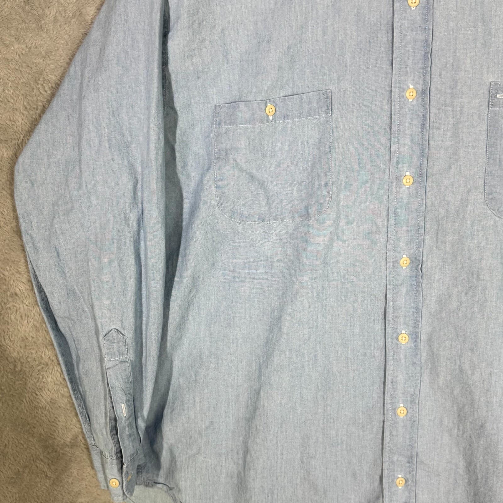 G.H. Bass & Co. Men’s Shirt XL Gray 100% Cotton Long Sleeve Casual Button-Down - Thumbnail 3