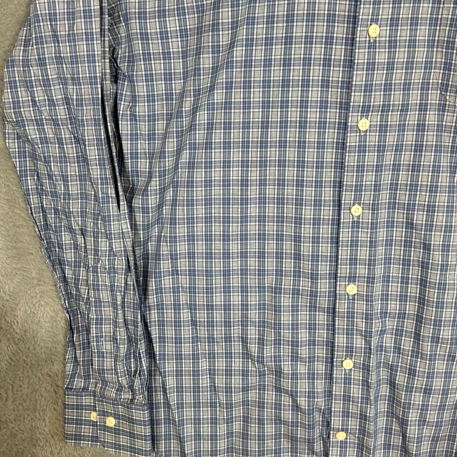 Peter Millar Men's Shirt XL Blue Plaid Fitted Long Sleeve Casual Button-Up - Thumbnail 3