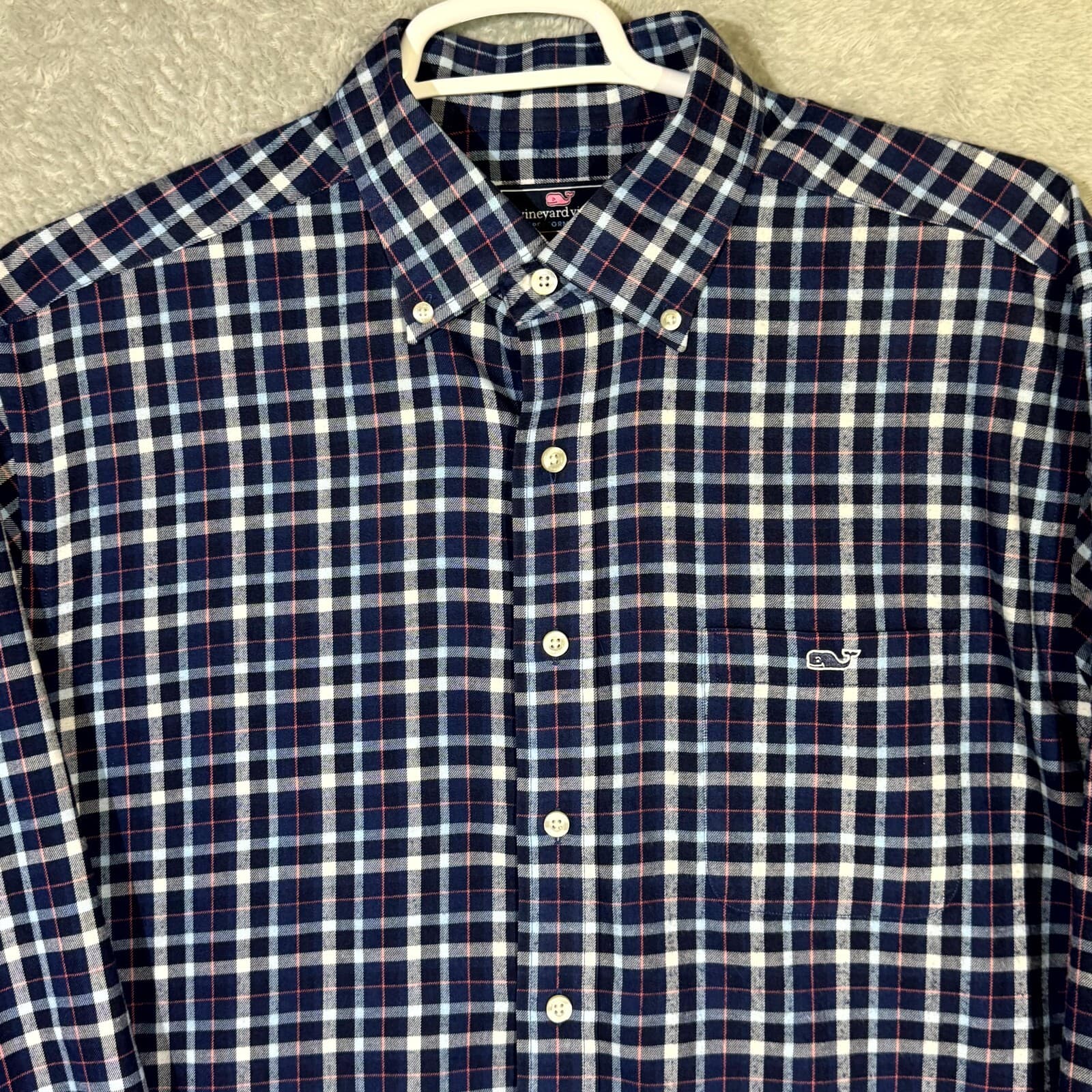 Vineyard Vines Men’s Shirt XL Blue Plaid Flannel Performance Button-Down - Thumbnail 4