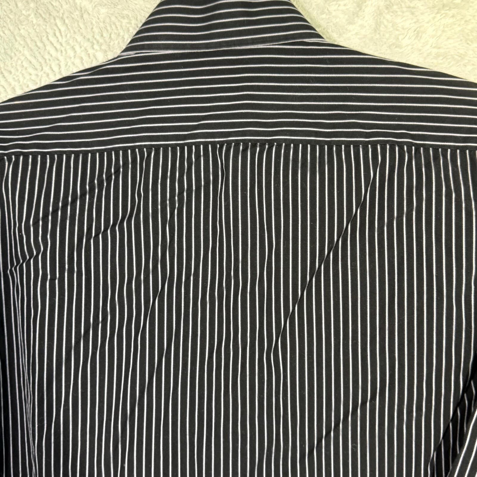 Hugo Boss Men's Dress Shirt 17 34/35 Black Pinstripe Long Sleeve Button-Up - Thumbnail 10