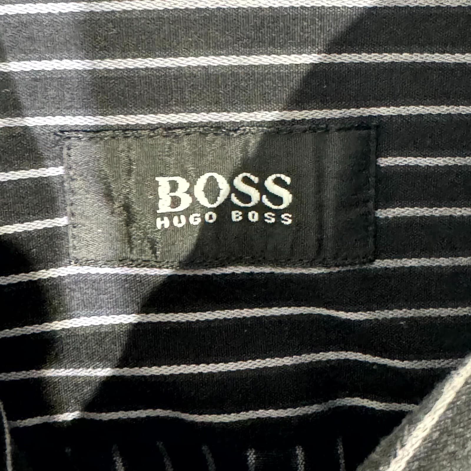 Hugo Boss Men's Dress Shirt 17 34/35 Black Pinstripe Long Sleeve Button-Up - Thumbnail 7
