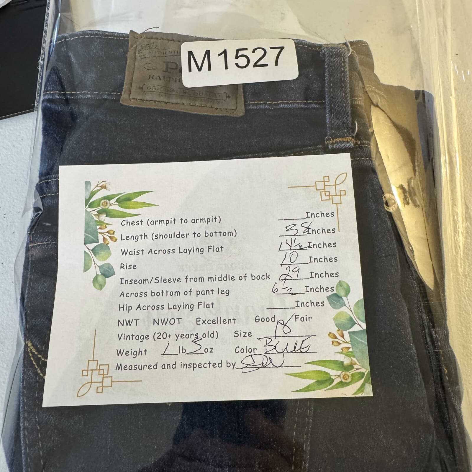 Polo Ralph Lauren Womens Jeans 18 Blue Denim Mid-Rise Hampton Straight Leg - Thumbnail 8