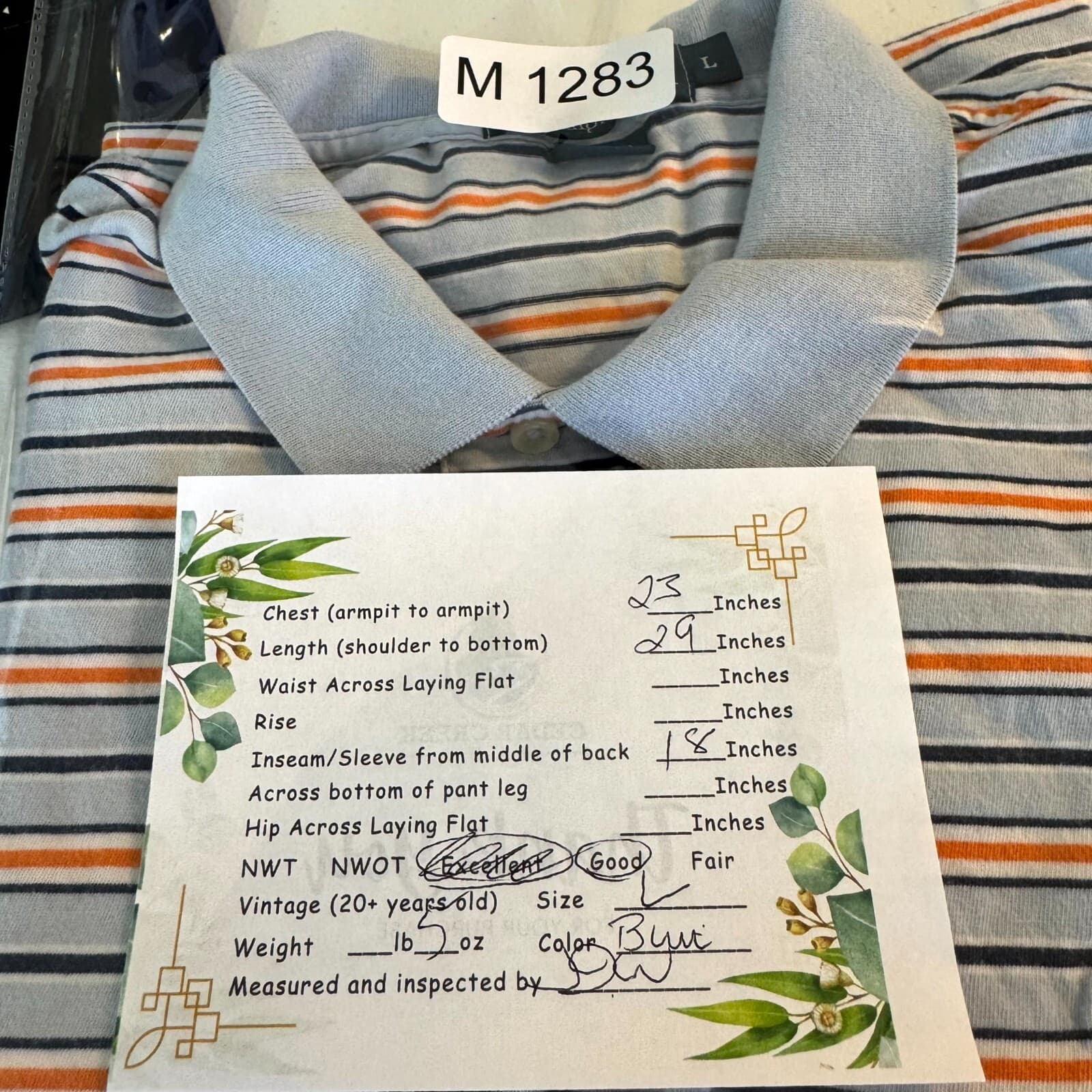 Polo Ralph Lauren Men’s Polo Shirt Large Blue Multi-Color Striped 100% Cotton - Thumbnail 9