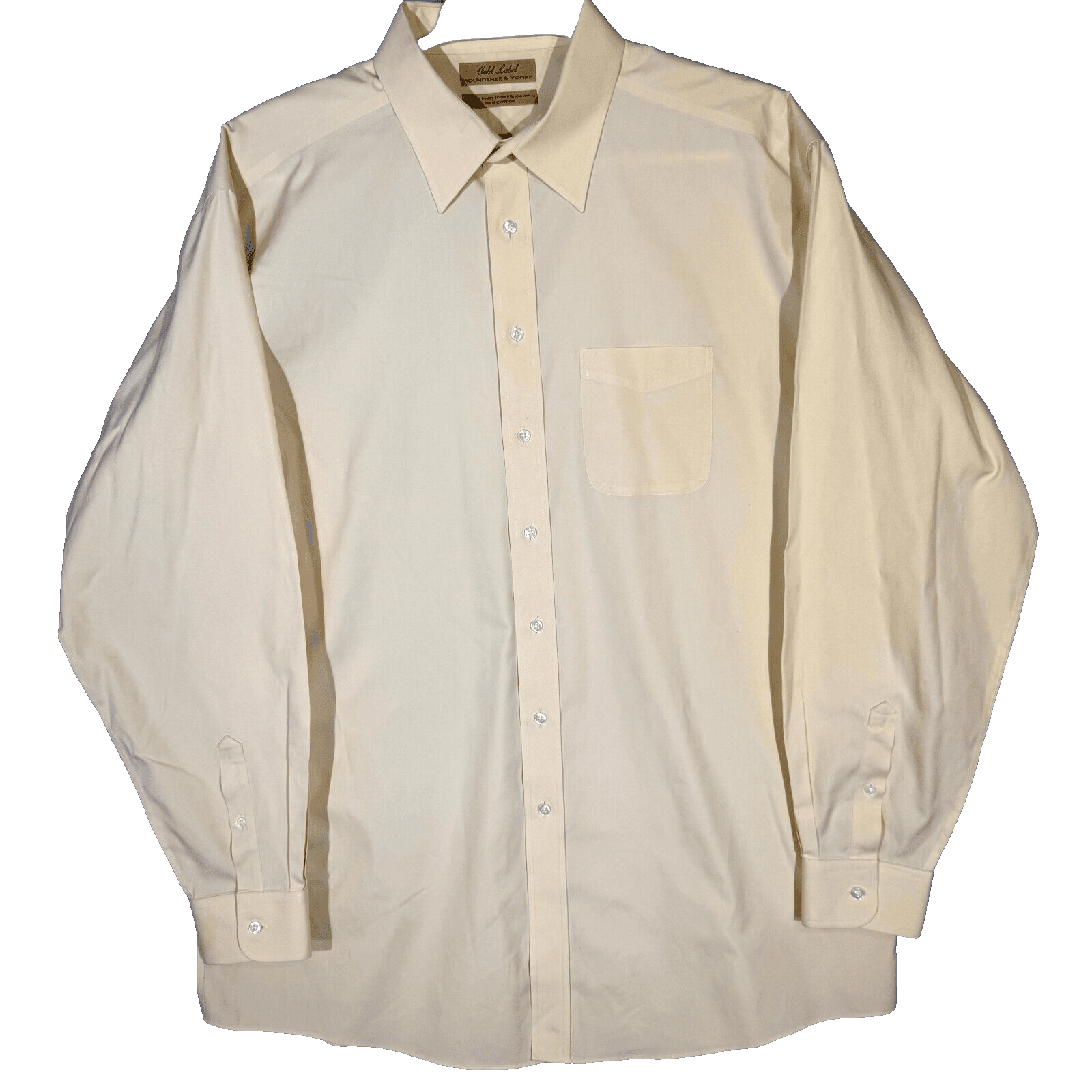 Gold Label Men's Dress Shirt 17.5/38 Yellow 100% Cotton Non-Iron Long Sleeve - Image 1