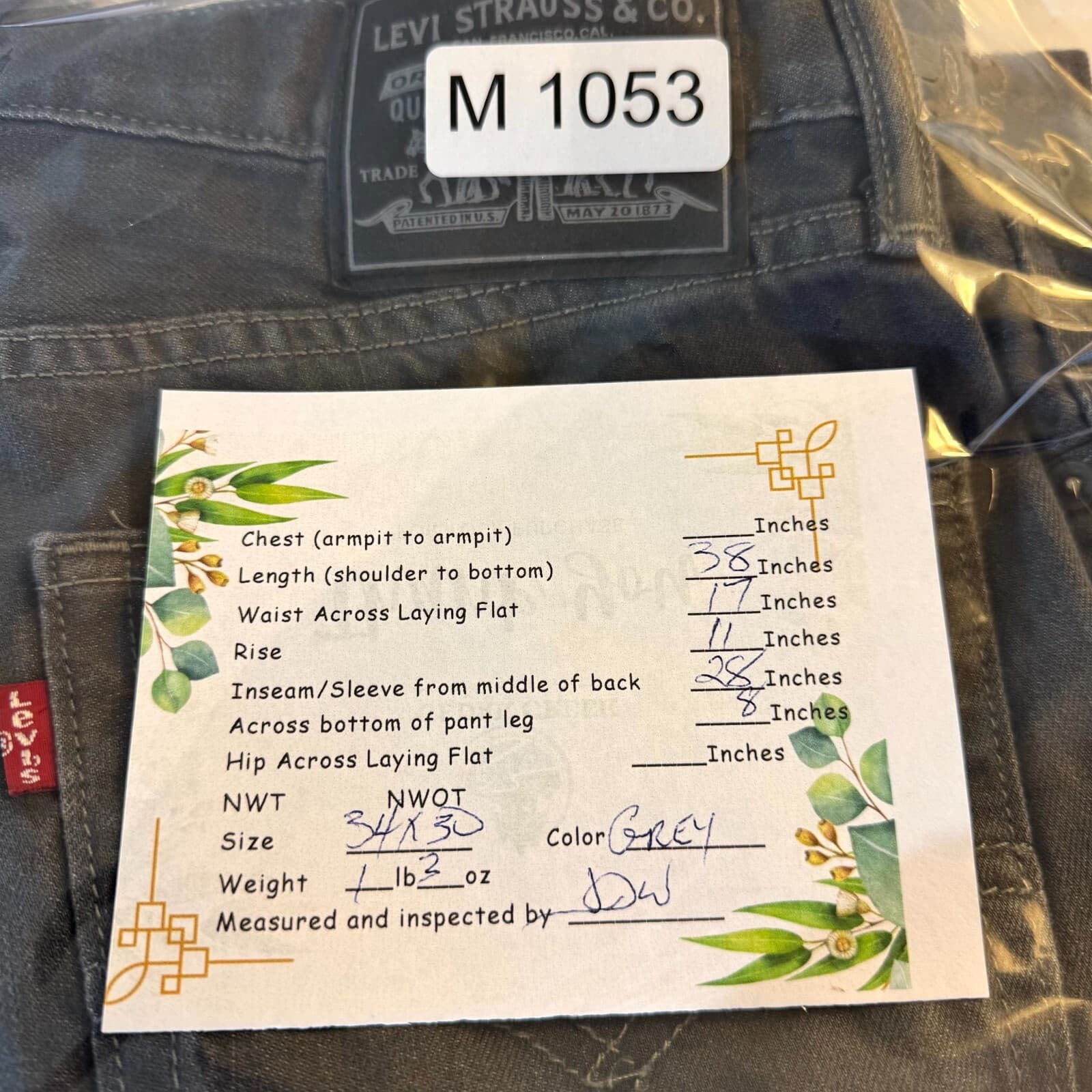 Levi’s Men’s Jeans 34x30 Gray Denim 100% Cotton Dark Wash Straight Leg Classic - Thumbnail 9