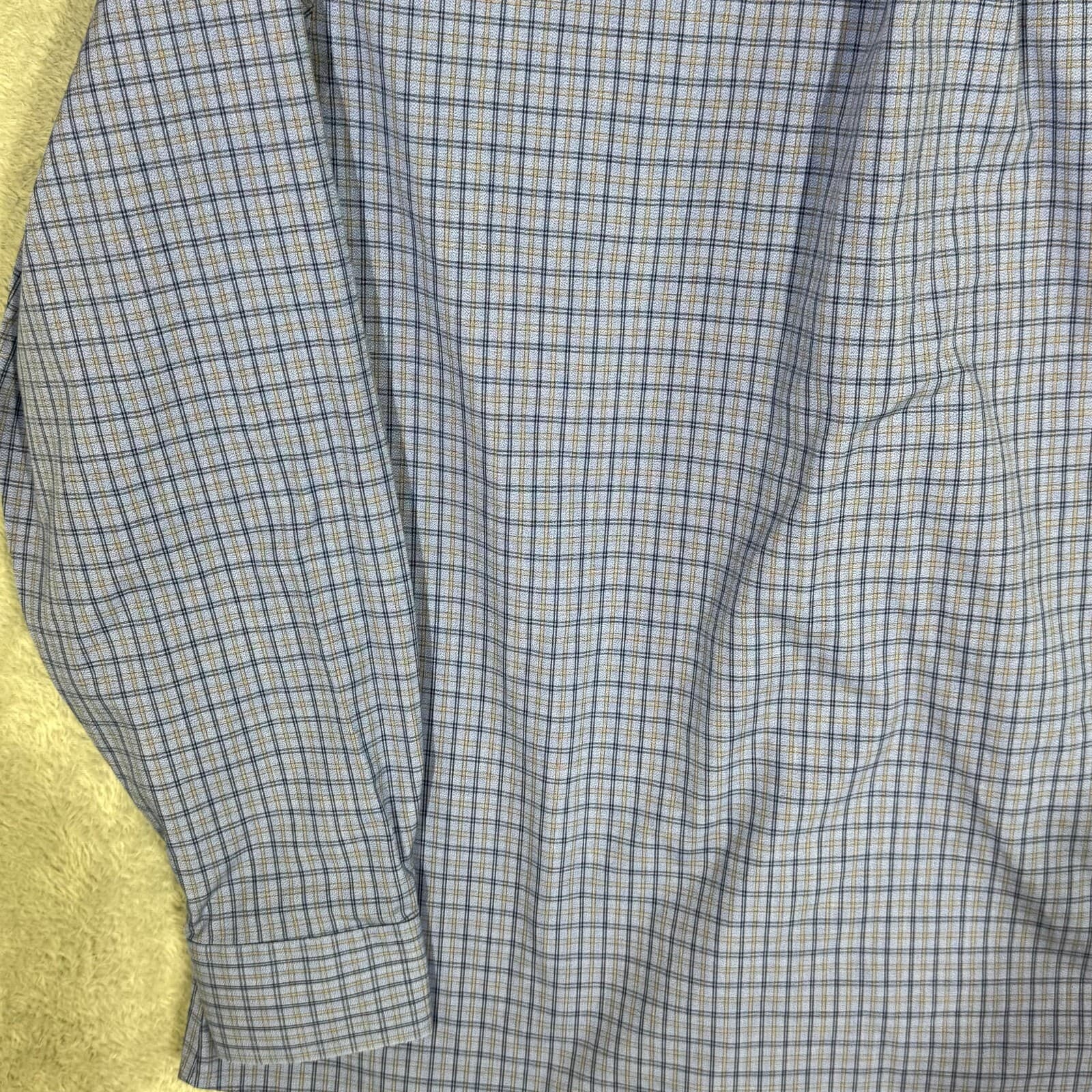 Gold Label Men's Shirt XL Blue Plaid Trim 100% Cotton Non-Iron Performance - Thumbnail 8