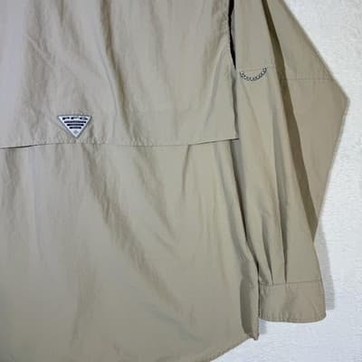 Columbia PFG Shirt Mens Large Beige Omni-Shade Long Sleeve Fishing Vented - Thumbnail 13