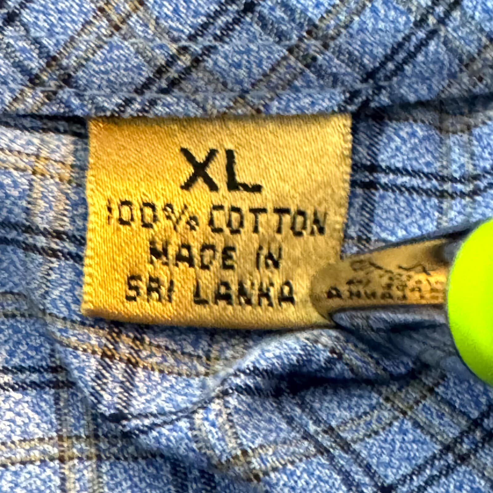 Gold Label Men's Shirt XL Blue Plaid Trim 100% Cotton Non-Iron Performance - Thumbnail 13