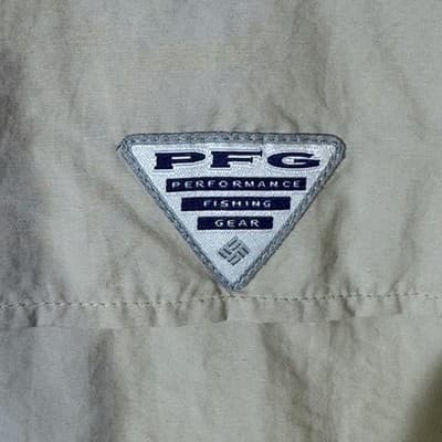 Columbia PFG Shirt Mens Large Beige Omni-Shade Long Sleeve Fishing Vented - Thumbnail 14