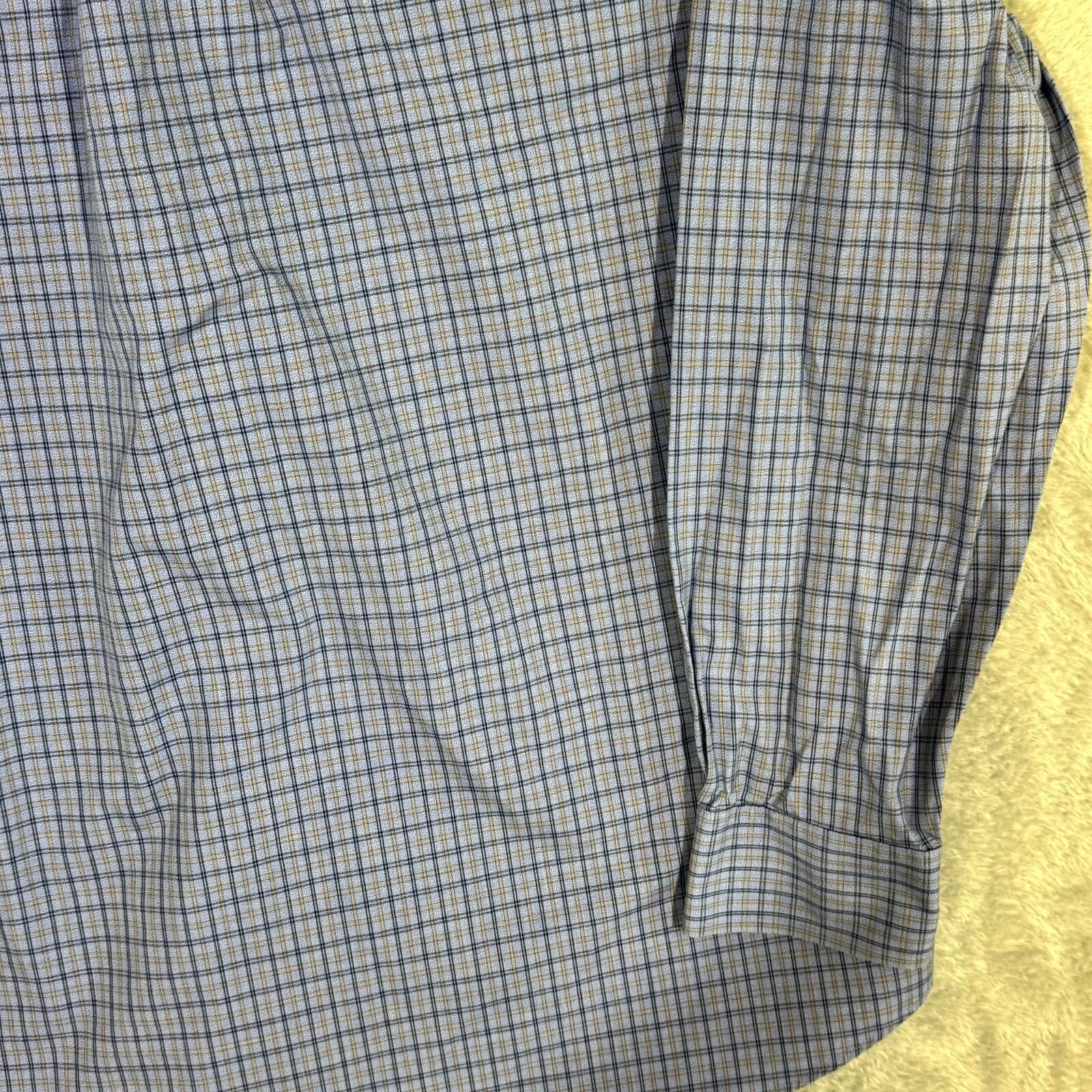 Gold Label Men's Shirt XL Blue Plaid Trim 100% Cotton Non-Iron Performance - Thumbnail 11