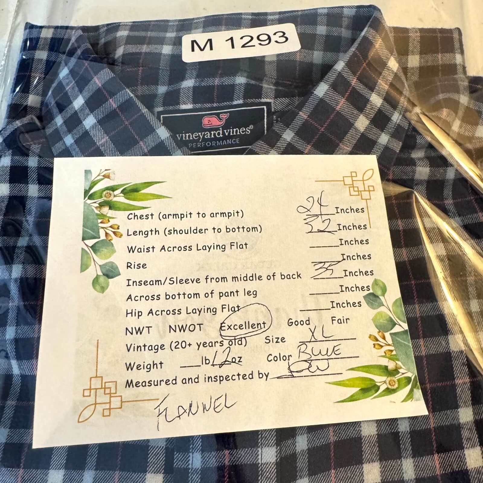 Vineyard Vines Men’s Shirt XL Blue Plaid Flannel Performance Button-Down - Thumbnail 9