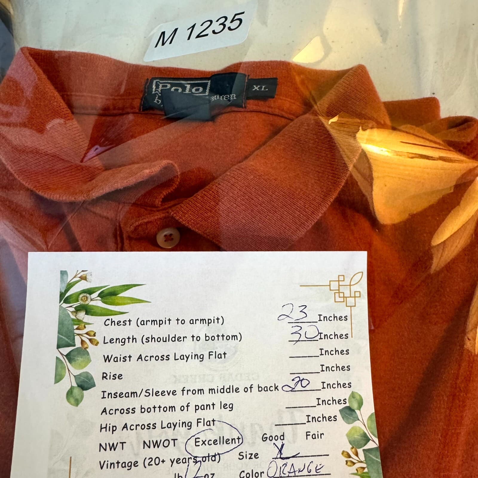 Polo Ralph Lauren Shirt Men’s XL Orange Short Sleeve Classic Fit 100% Cotton - Thumbnail 7