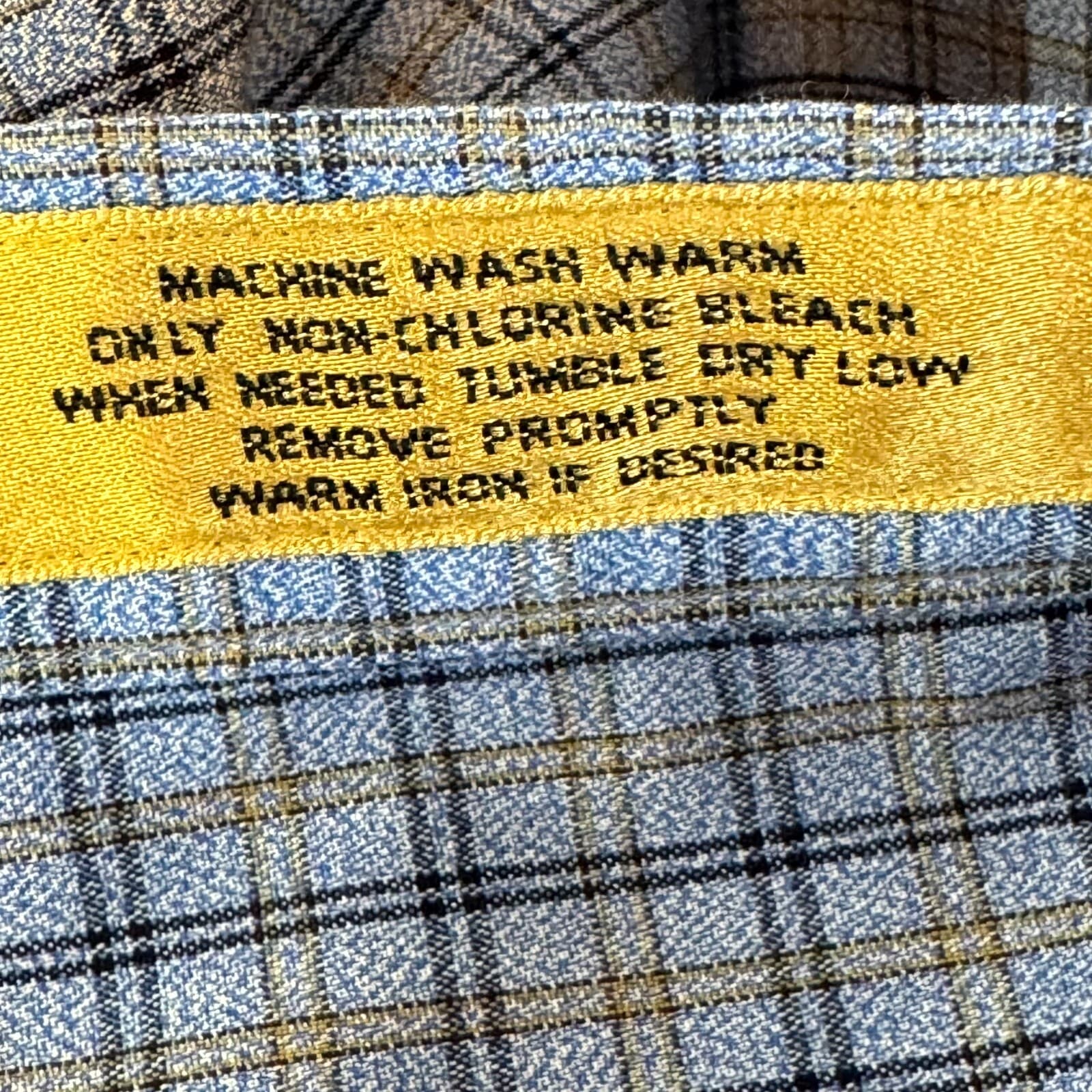 Gold Label Men's Shirt XL Blue Plaid Trim 100% Cotton Non-Iron Performance - Thumbnail 14