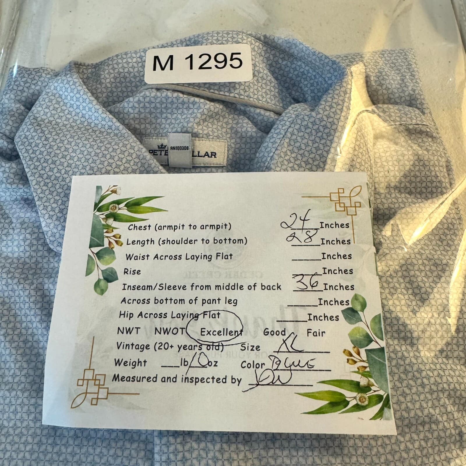 Peter Millar Men's Shirt XL Blue Geometric Pattern Long Sleeve Casual Button-Up - Thumbnail 9