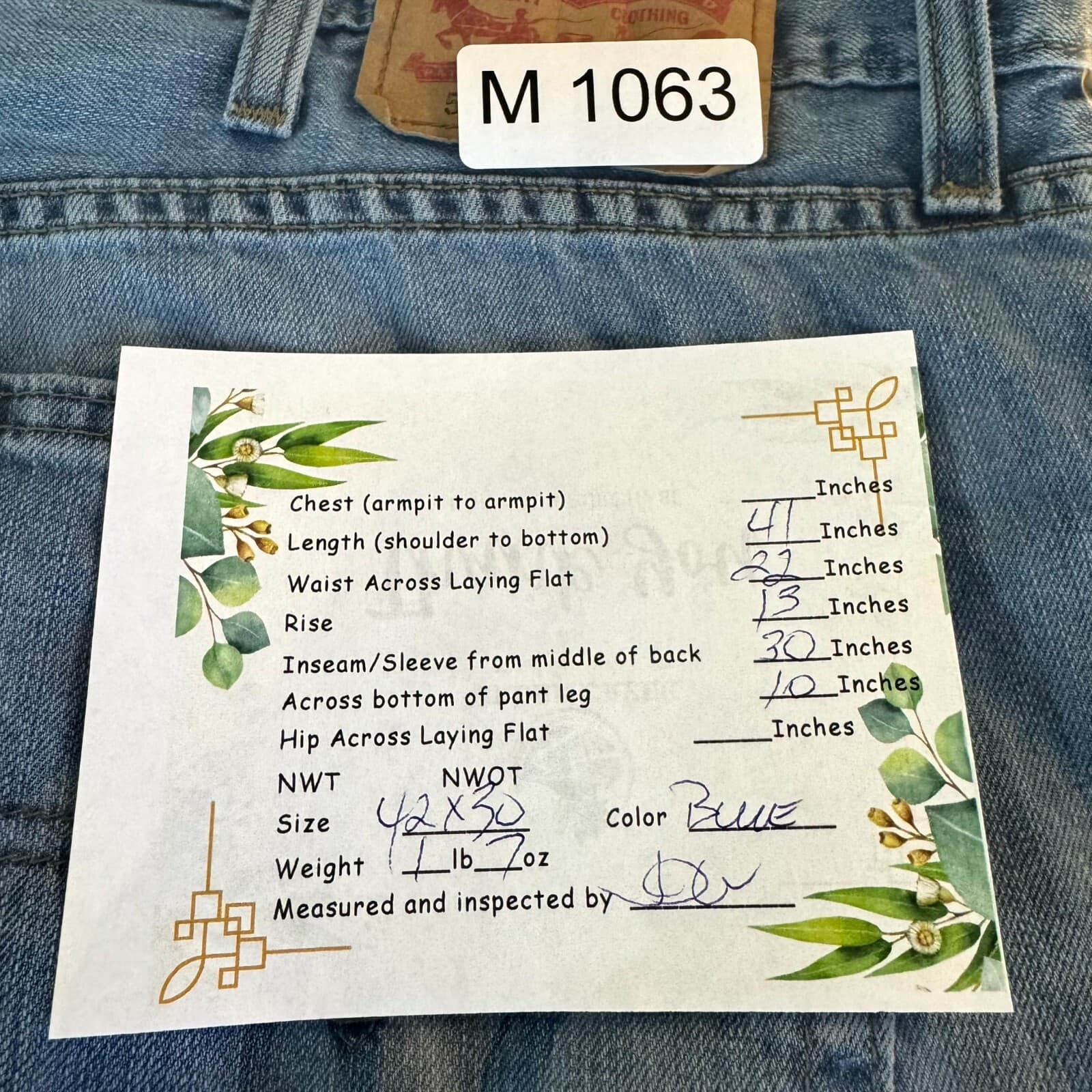 Levi’s 559 Men’s Jeans 42x30 Blue Denim 100% Cotton High-Rise Relaxed Straight - Thumbnail 8