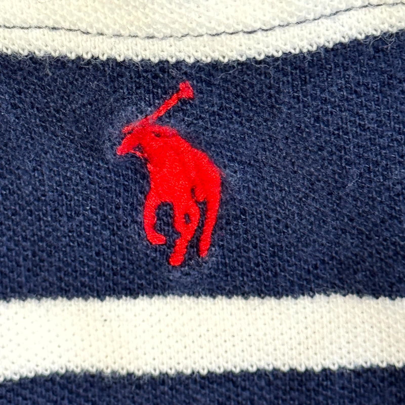 Polo Ralph Lauren Men’s Polo Shirt Large Tall Navy Striped 100% Cotton Short Slv - Thumbnail 7