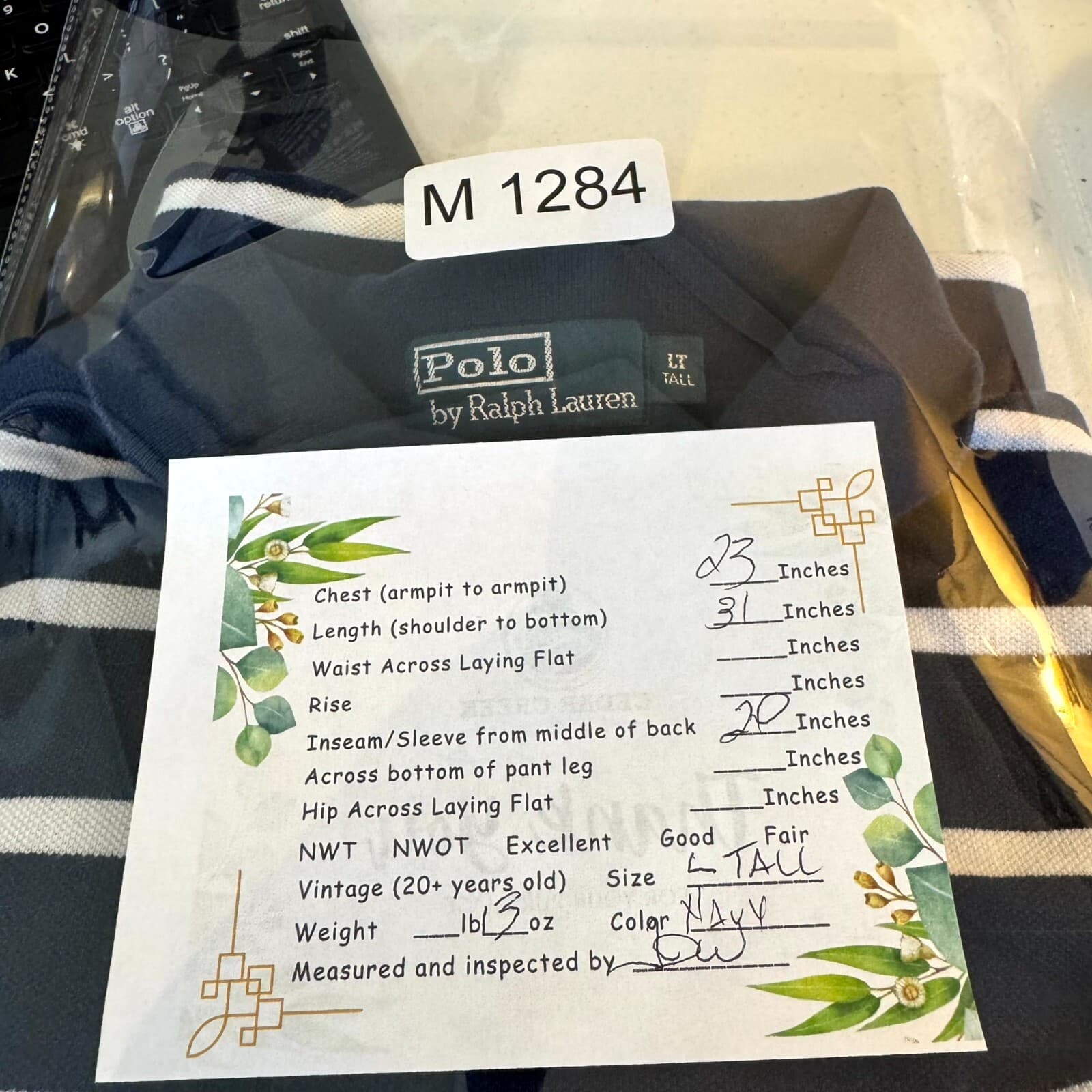 Polo Ralph Lauren Men’s Polo Shirt Large Tall Navy Striped 100% Cotton Short Slv - Thumbnail 15