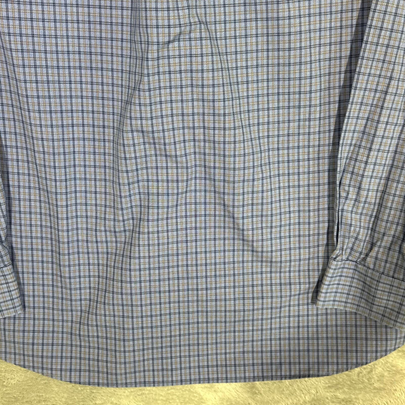 Gold Label Men's Shirt XL Blue Plaid Trim 100% Cotton Non-Iron Performance - Thumbnail 12
