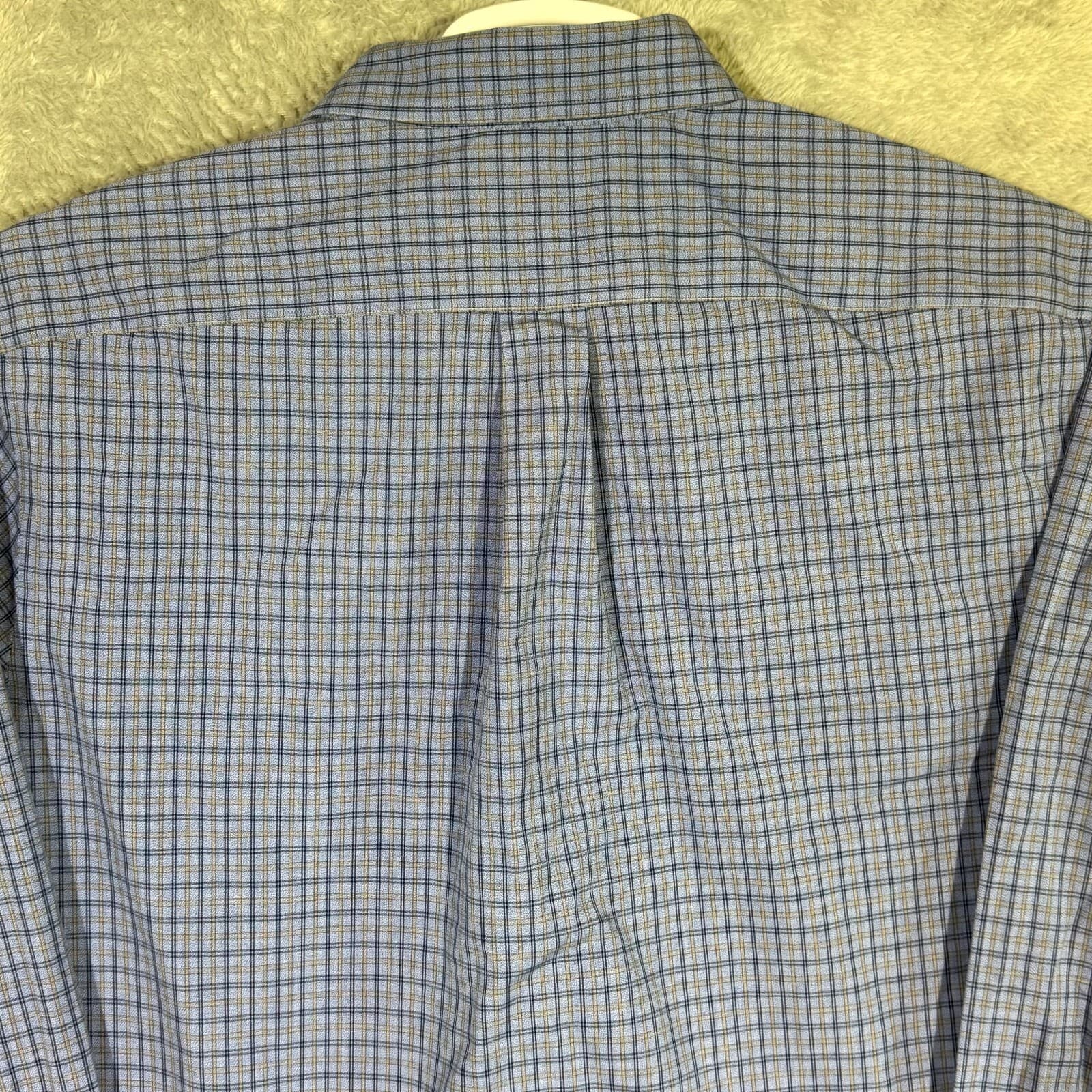 Gold Label Men's Shirt XL Blue Plaid Trim 100% Cotton Non-Iron Performance - Thumbnail 10