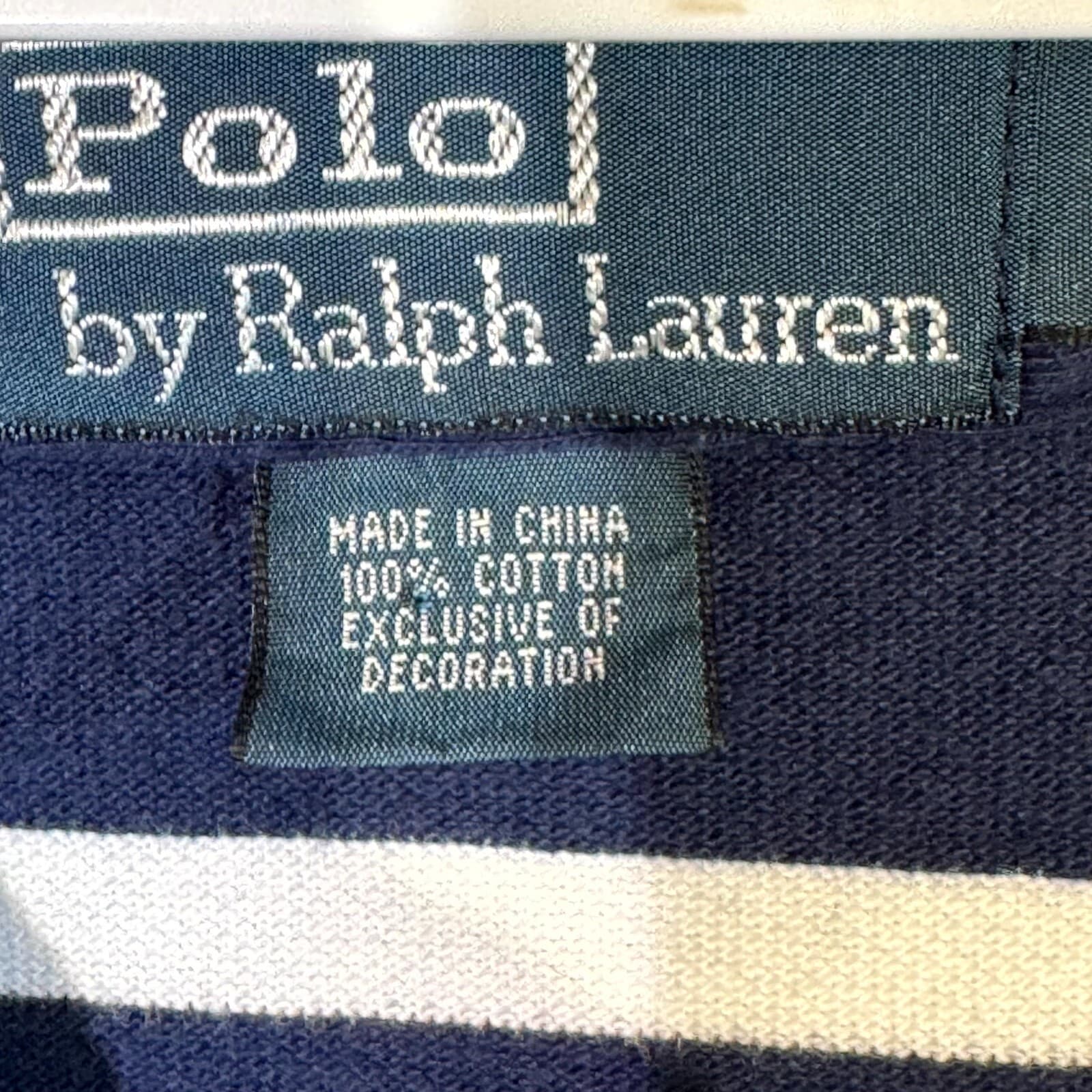 Polo Ralph Lauren Men’s Polo Shirt Large Tall Navy Striped 100% Cotton Short Slv - Thumbnail 8