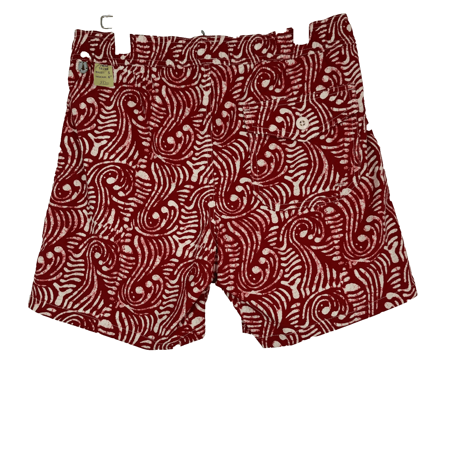J.Crew Swim Trunks Mens Small Red Geometric Print Lined Drawstring Back Pocket - Thumbnail 2
