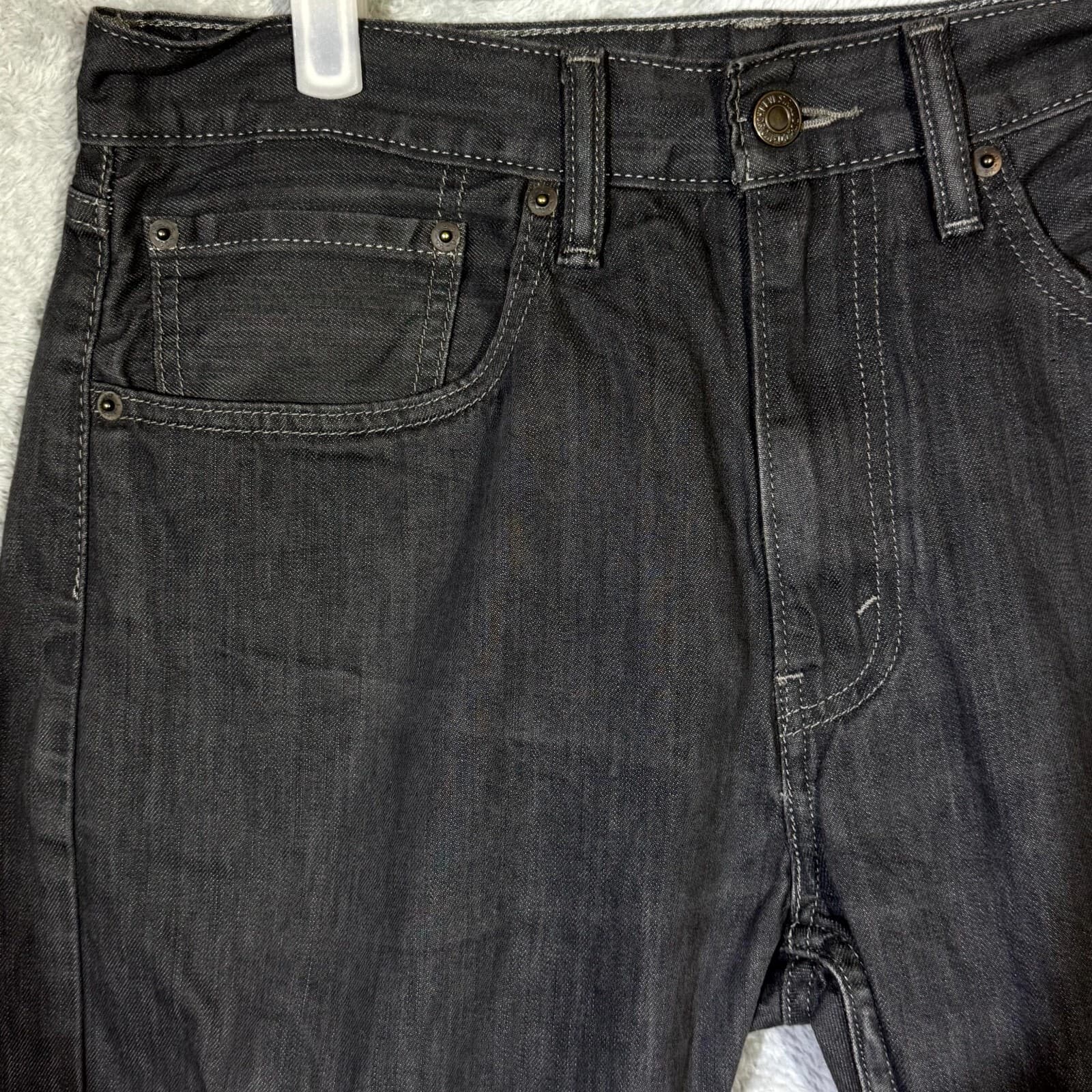 Levi’s Men’s Jeans 34x30 Gray Denim 100% Cotton Dark Wash Straight Leg Classic - Thumbnail 3