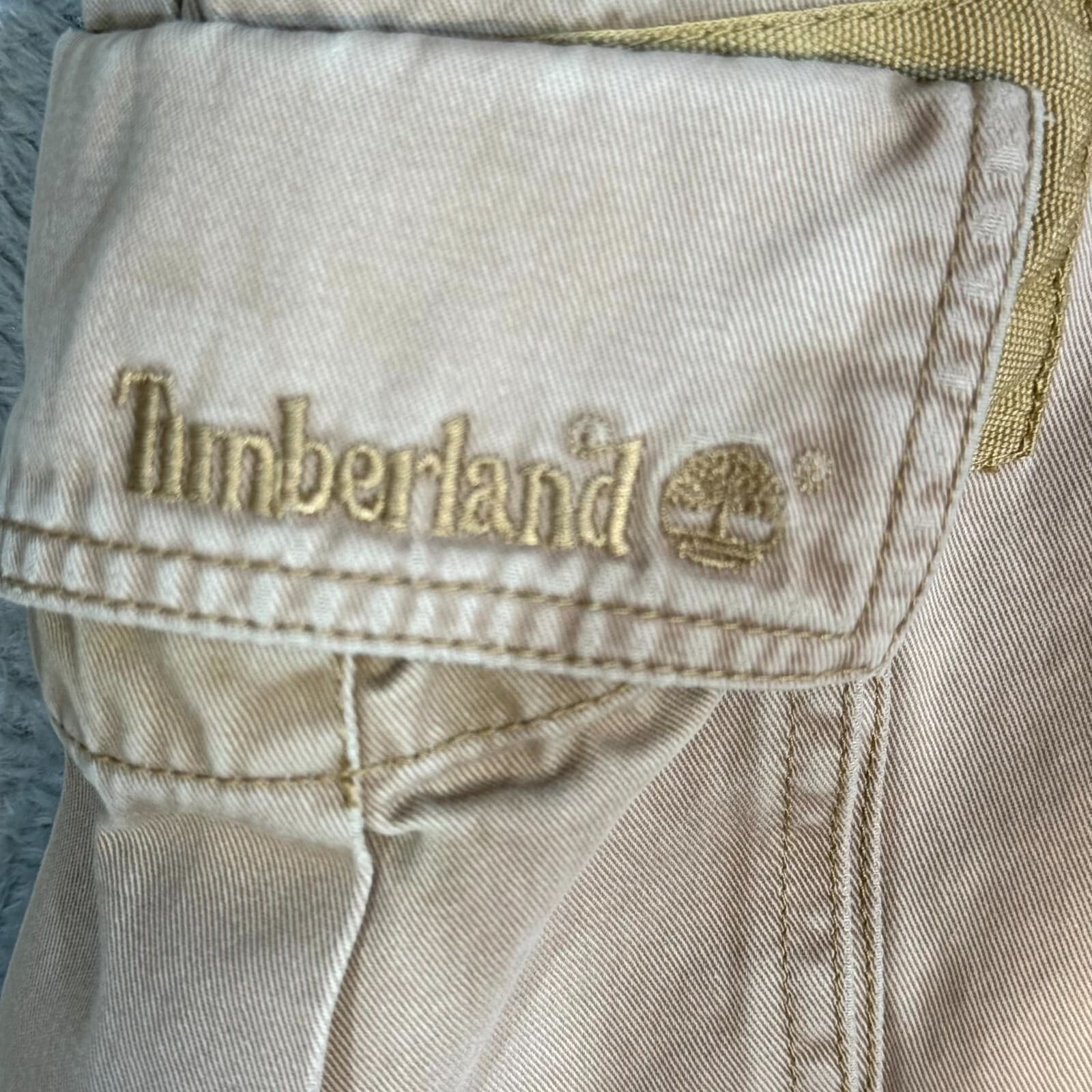 Timberland Cargo Shorts Mens 40 Beige 100% Cotton Utility Outdoor Zip Fly - Thumbnail 3