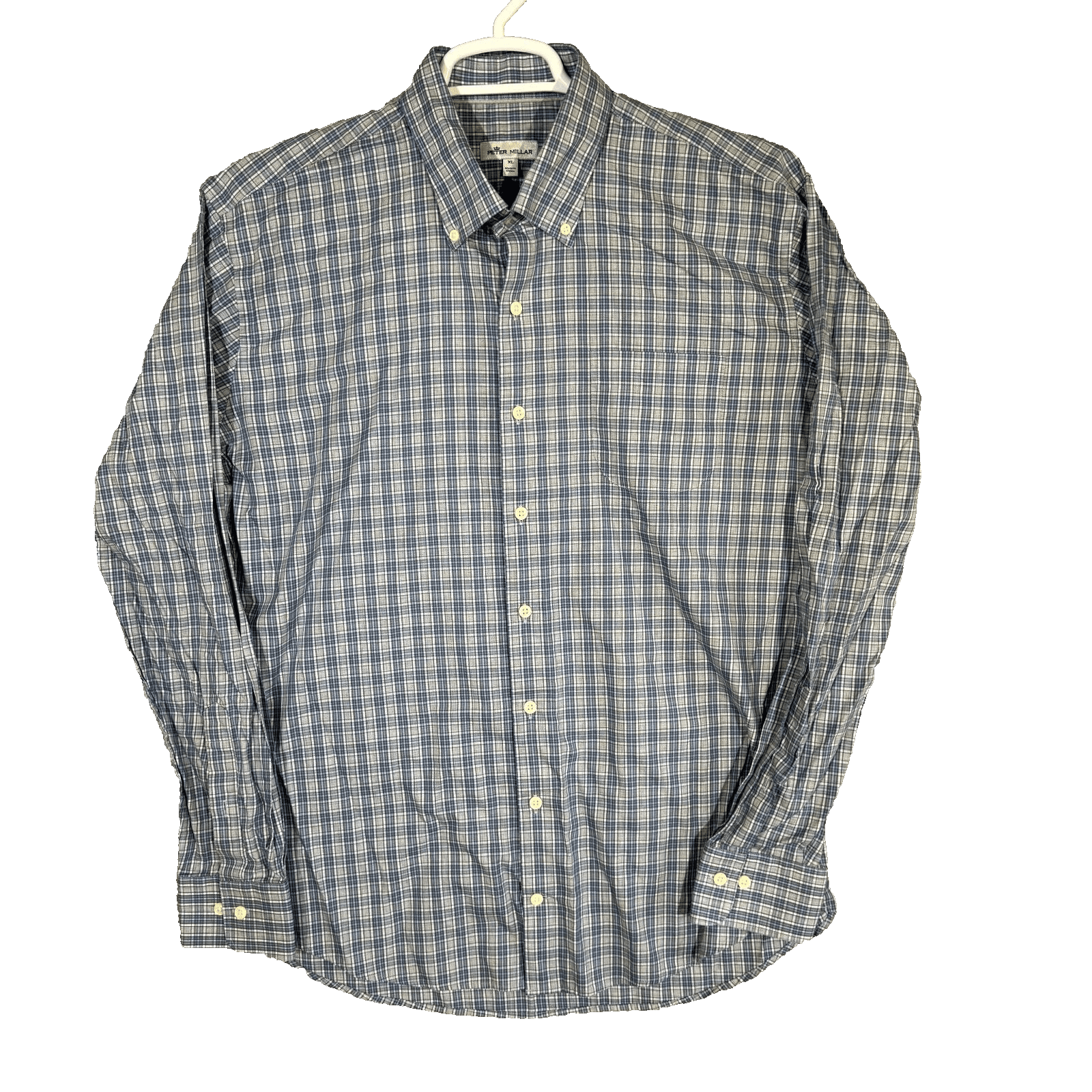 Peter Millar Men's Shirt XL Blue Plaid Fitted Long Sleeve Casual Button-Up - Image 1
