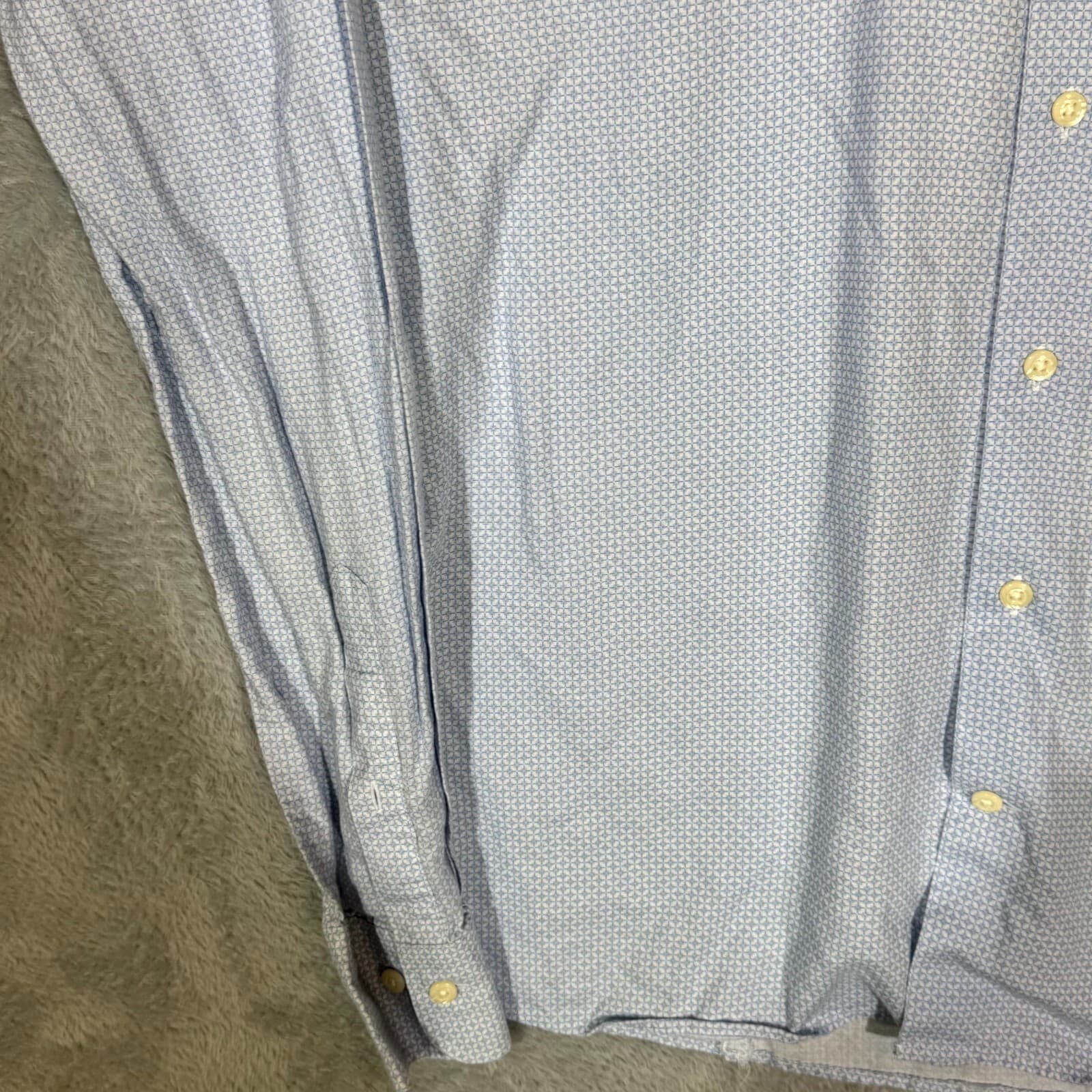 Peter Millar Men's Shirt XL Blue Geometric Pattern Long Sleeve Casual Button-Up - Thumbnail 3