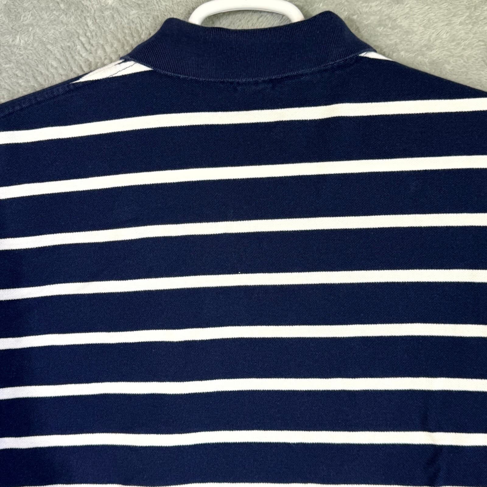 Polo Ralph Lauren Men’s Polo Shirt Large Tall Navy Striped 100% Cotton Short Slv - Thumbnail 11