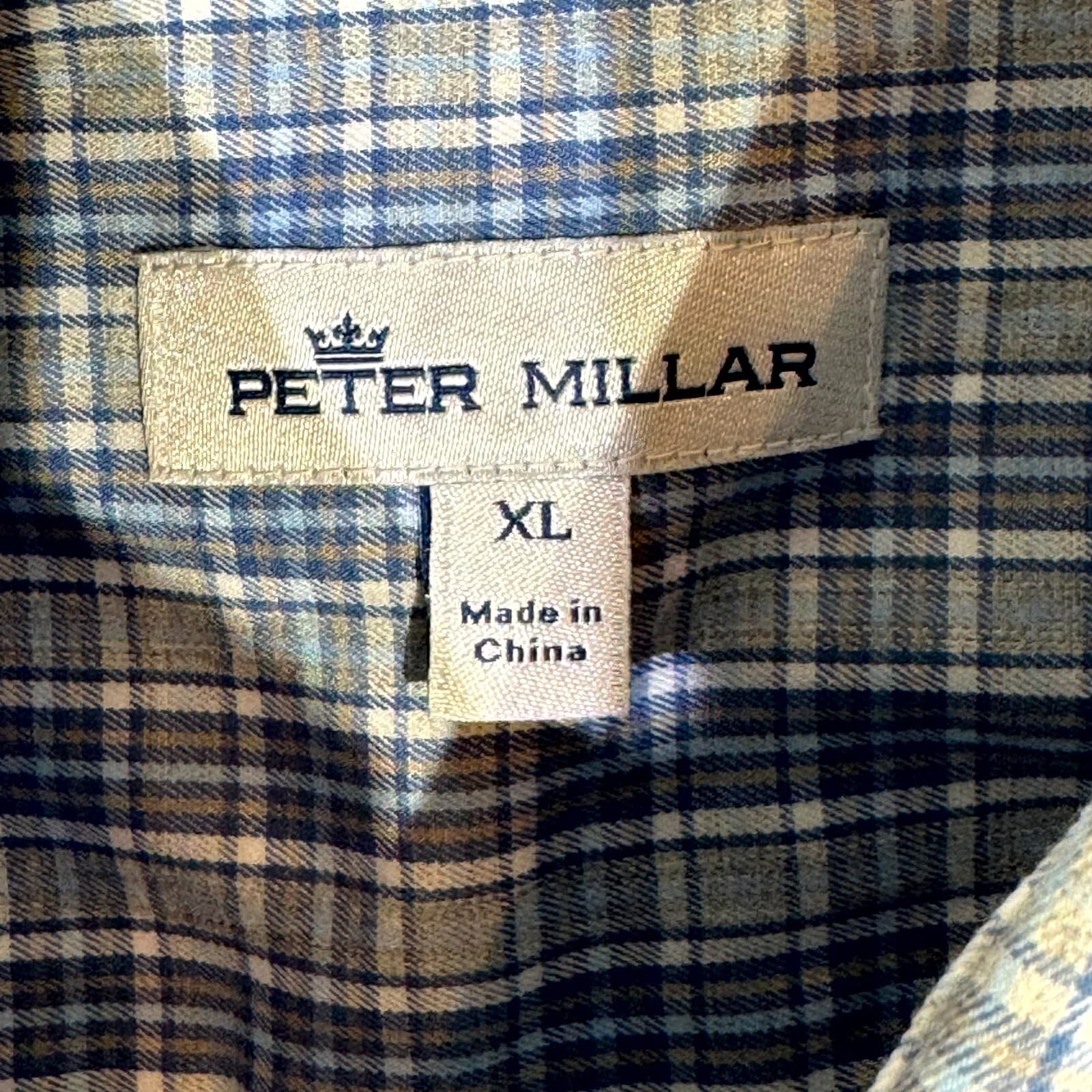 Peter Millar Men's Shirt XL Blue Plaid Fitted Long Sleeve Casual Button-Up - Thumbnail 7