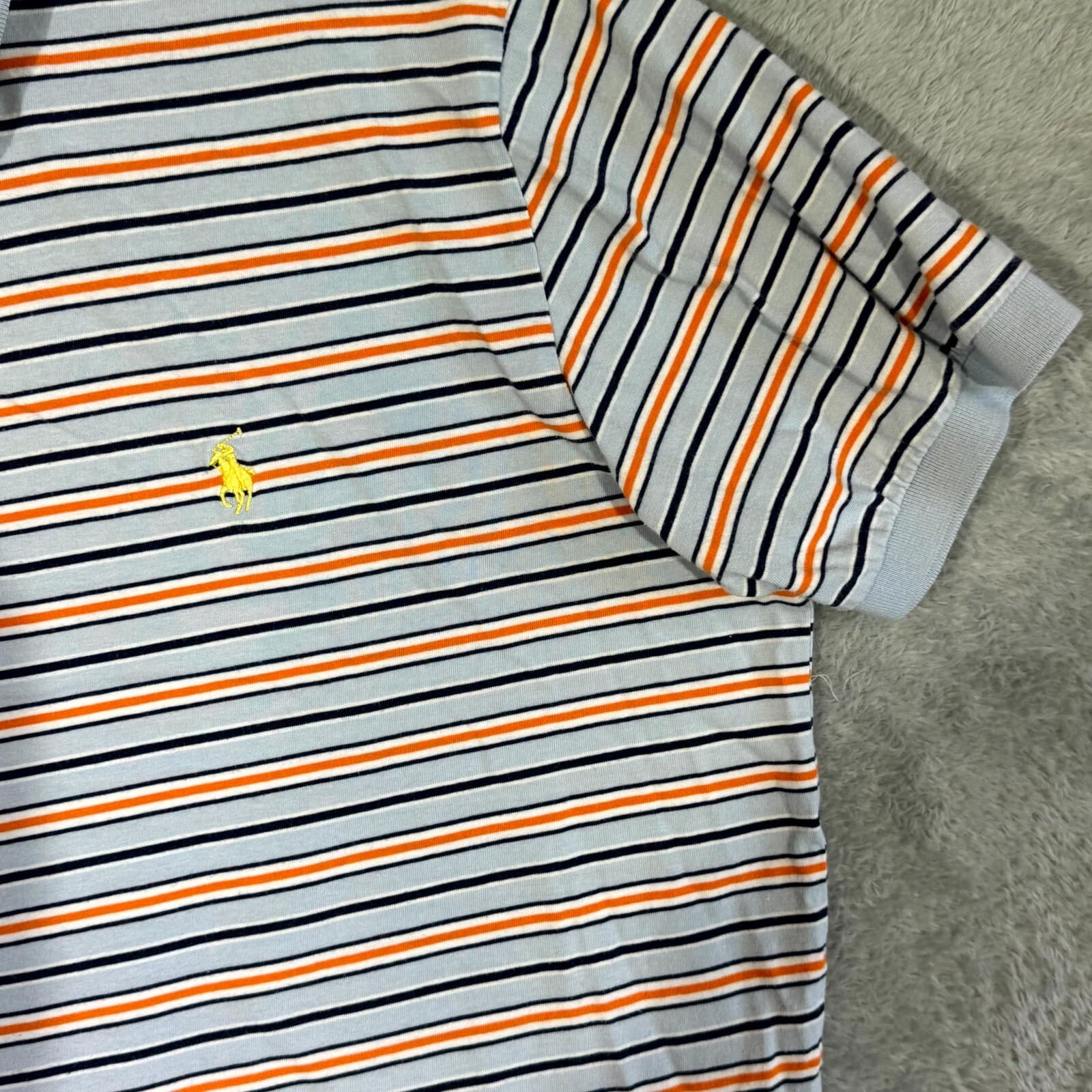 Polo Ralph Lauren Men’s Polo Shirt Large Blue Multi-Color Striped 100% Cotton - Thumbnail 5