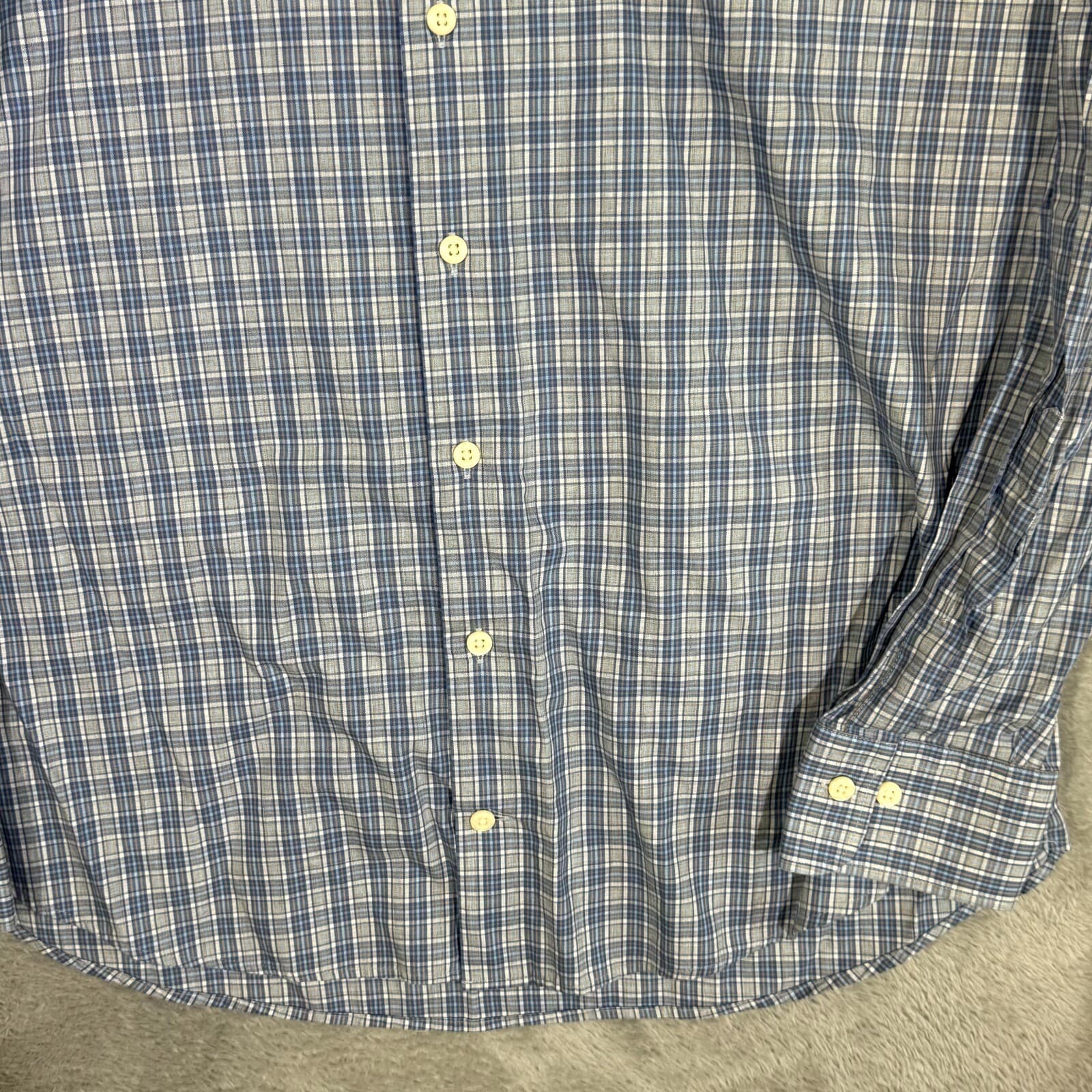 Peter Millar Men's Shirt XL Blue Plaid Fitted Long Sleeve Casual Button-Up - Thumbnail 6