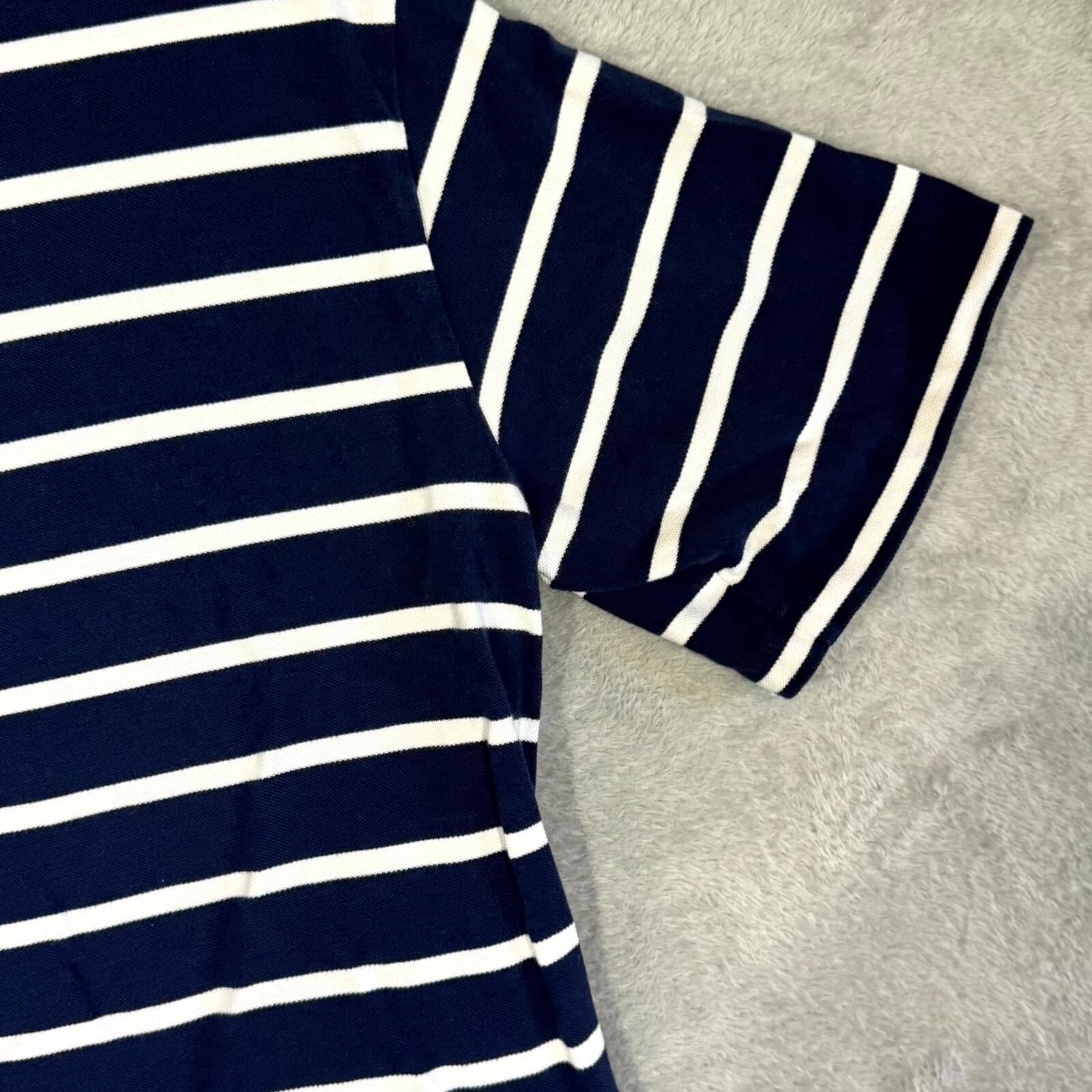 Polo Ralph Lauren Men’s Polo Shirt Large Tall Navy Striped 100% Cotton Short Slv - Thumbnail 12