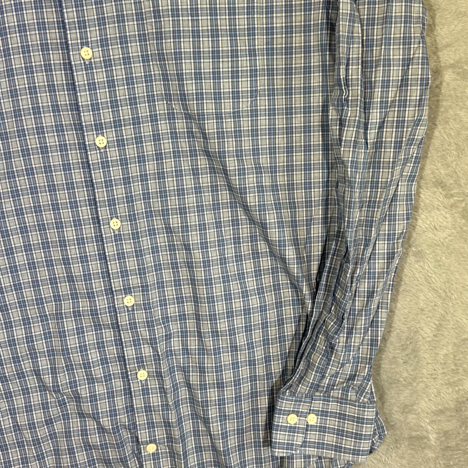 Peter Millar Men's Shirt XL Blue Plaid Fitted Long Sleeve Casual Button-Up - Thumbnail 5