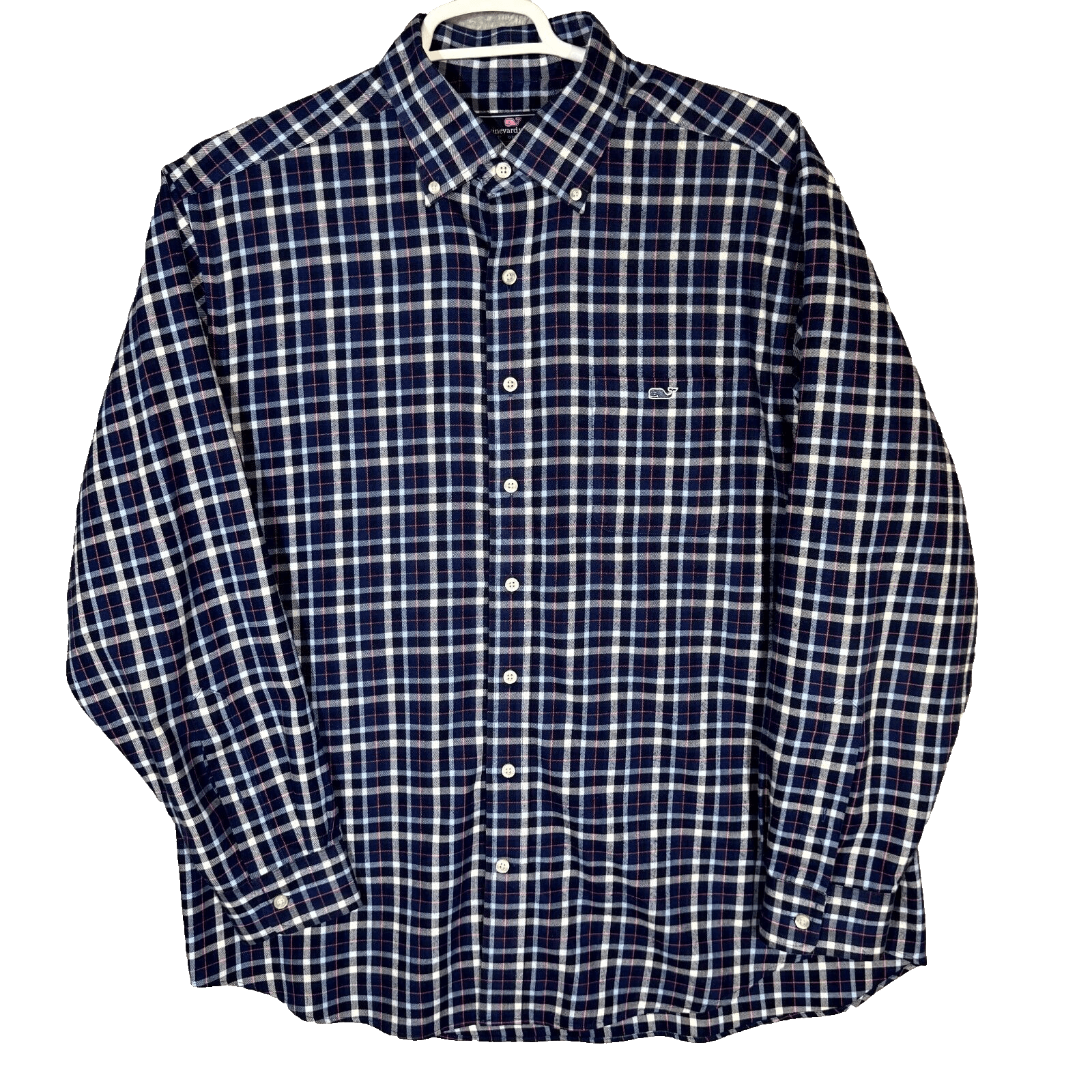 Vineyard Vines Men’s Shirt XL Blue Plaid Flannel Performance Button-Down - Image 1
