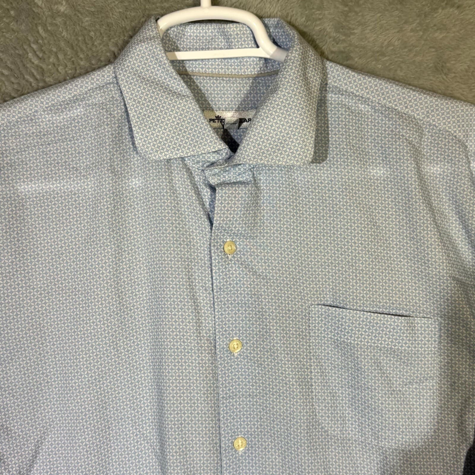 Peter Millar Men's Shirt XL Blue Geometric Pattern Long Sleeve Casual Button-Up - Thumbnail 4