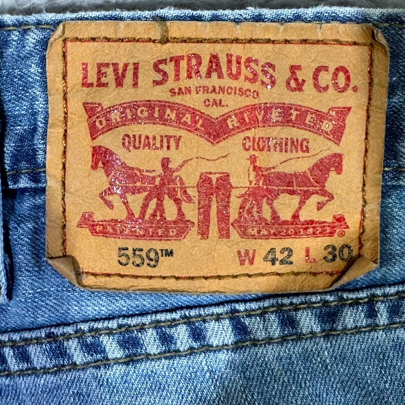 Levi’s 559 Men’s Jeans 42x30 Blue Denim 100% Cotton High-Rise Relaxed Straight - Thumbnail 10