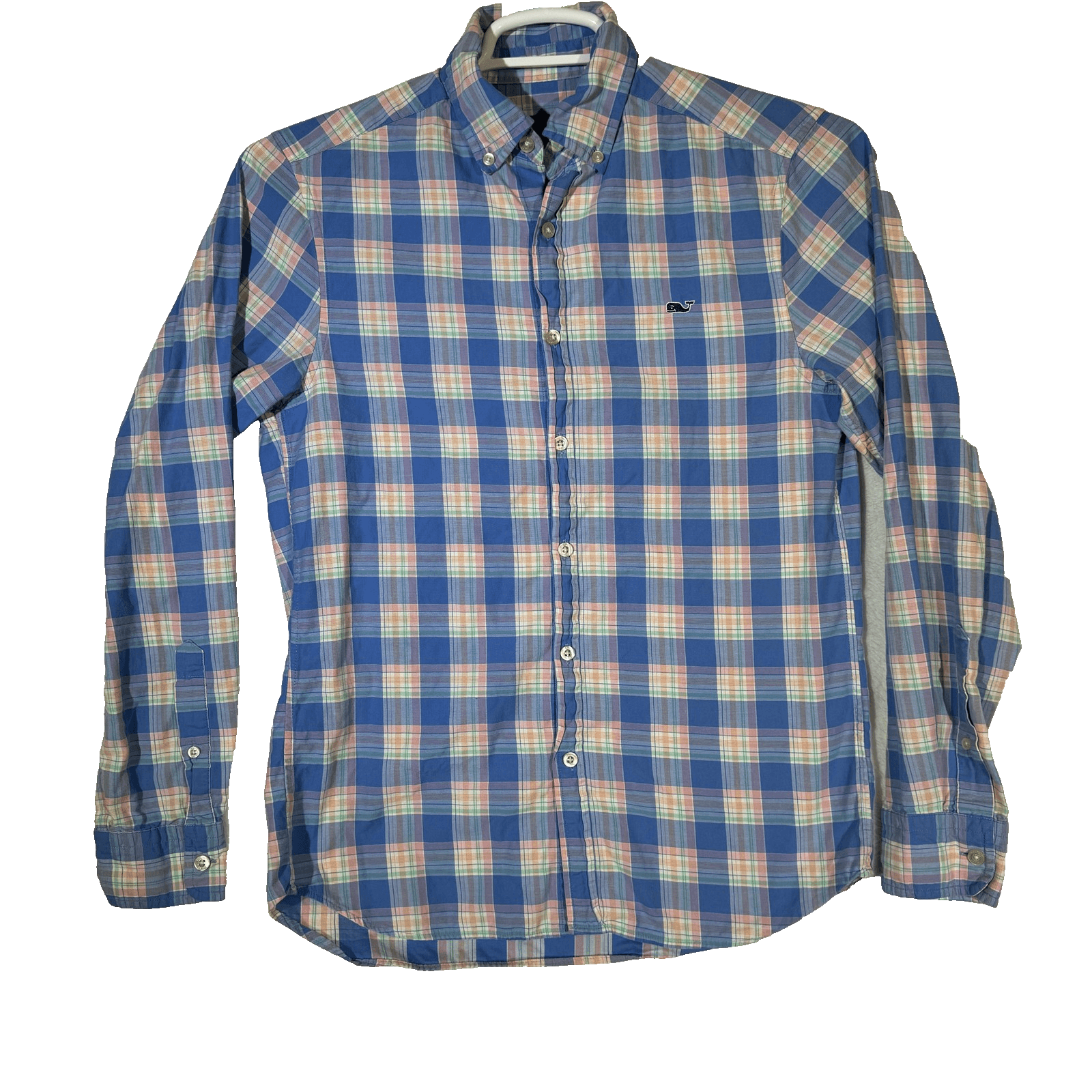 Vineyard Vines Whale Shirt Mens XS Blue Pink Plaid Button Down Long Sleeve - Image 1