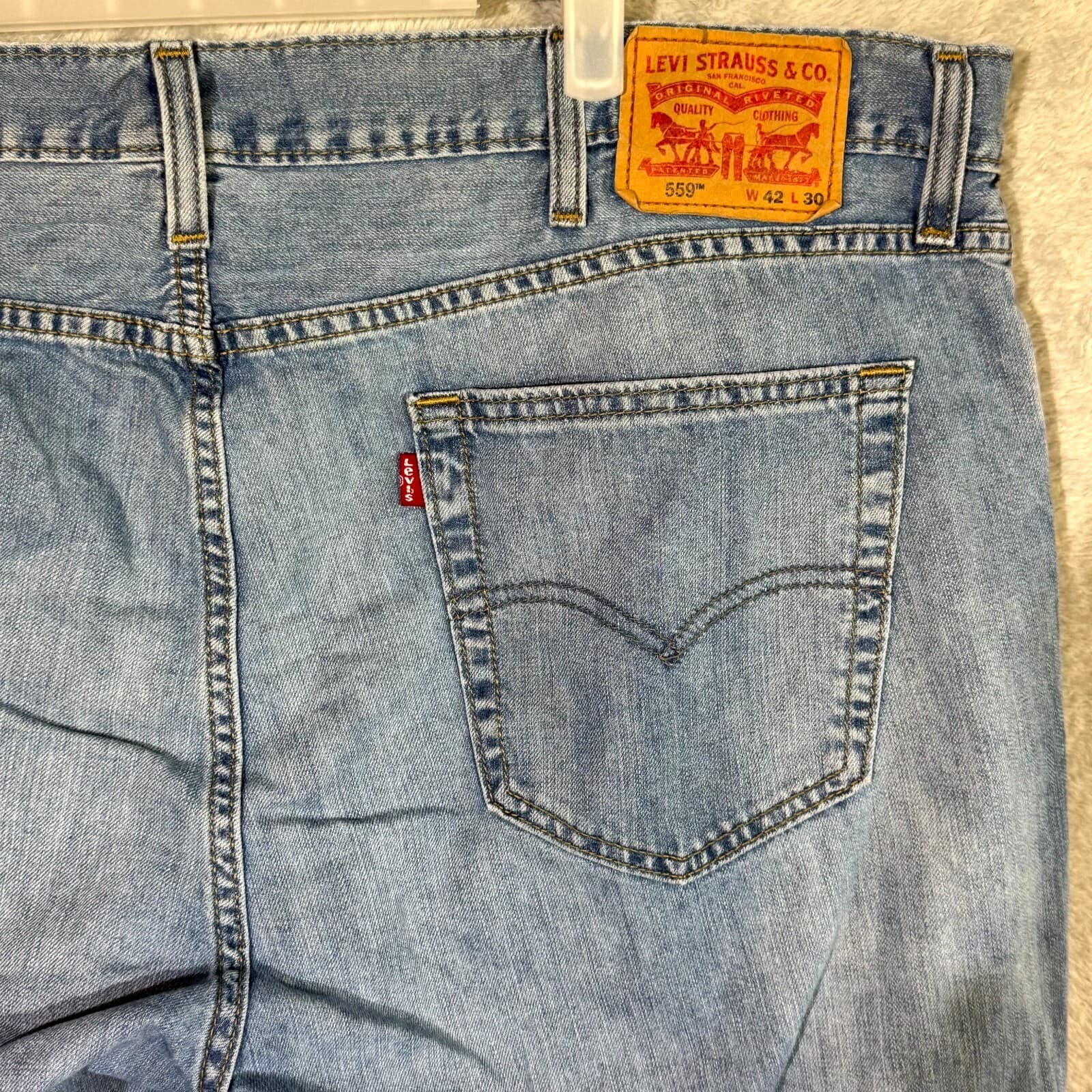 Levi’s 559 Men’s Jeans 42x30 Blue Denim 100% Cotton High-Rise Relaxed Straight - Thumbnail 7