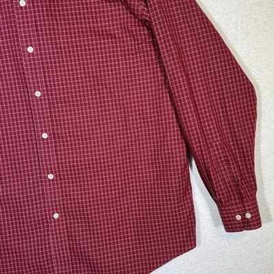 Roundtree & Yorke Shirt Mens 2XLT Red Check Gold Label Non-Iron Button Down - Thumbnail 5