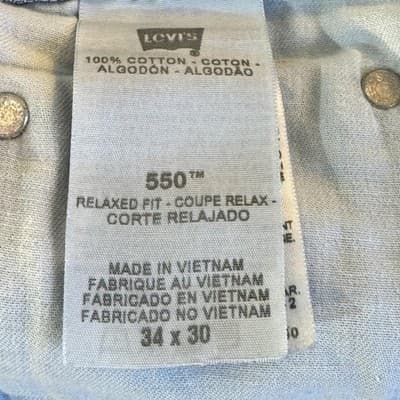 Levis 550 Jeans Mens 34x30 Blue Relaxed Fit Tapered Leg Denim Pants Good Used - Thumbnail 6