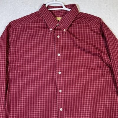 Roundtree & Yorke Shirt Mens 2XLT Red Check Gold Label Non-Iron Button Down - Thumbnail 4