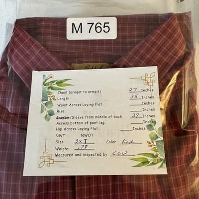 Roundtree & Yorke Shirt Mens 2XLT Red Check Gold Label Non-Iron Button Down - Thumbnail 10