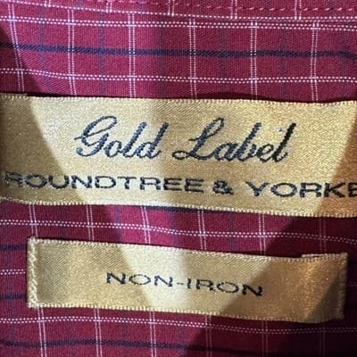 Roundtree & Yorke Shirt Mens 2XLT Red Check Gold Label Non-Iron Button Down - Thumbnail 7