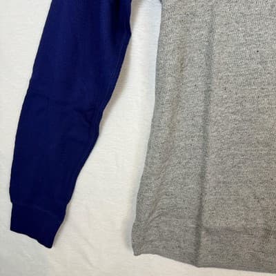 J.Crew Sweater Mens LT Gray Blue Waffle Knit Henley Long Sleeve Cotton - Thumbnail 5