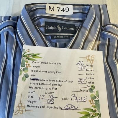 Ralph Lauren Shirt Mens XL Blue Striped Classic Fit Button Down Long Sleeve Pony - Thumbnail 16