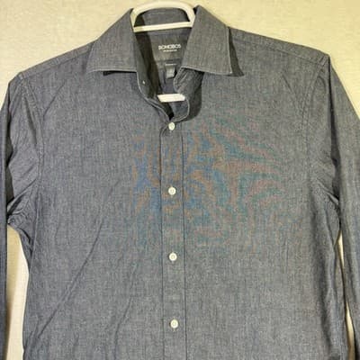 Bonobos Italian Shirting Dress Shirt Mens 15 35 Blue Long Sleeve Standard Fit - Thumbnail 5
