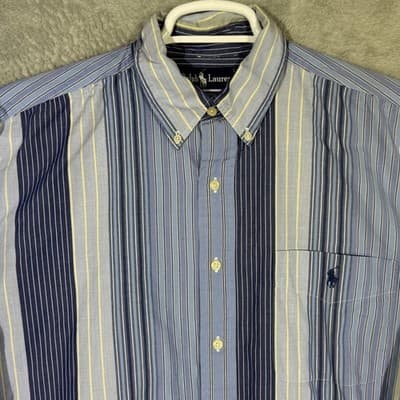 Ralph Lauren Shirt Mens LT Blue Stripe Blaire Button Down Long Sleeve Pony Logo - Thumbnail 4