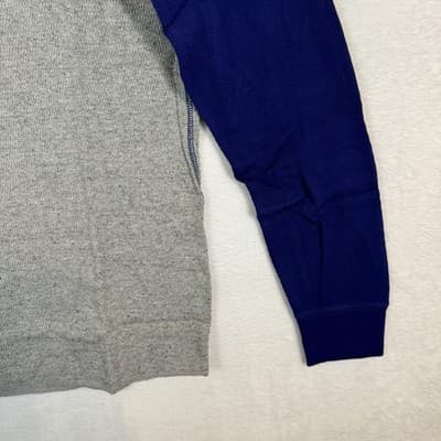 J.Crew Sweater Mens LT Gray Blue Waffle Knit Henley Long Sleeve Cotton - Thumbnail 6